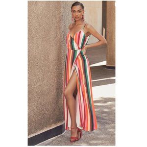 Amrita Multi Striped Wrap Maxi Dress